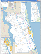 St. Johns County Wall Map Basic Style